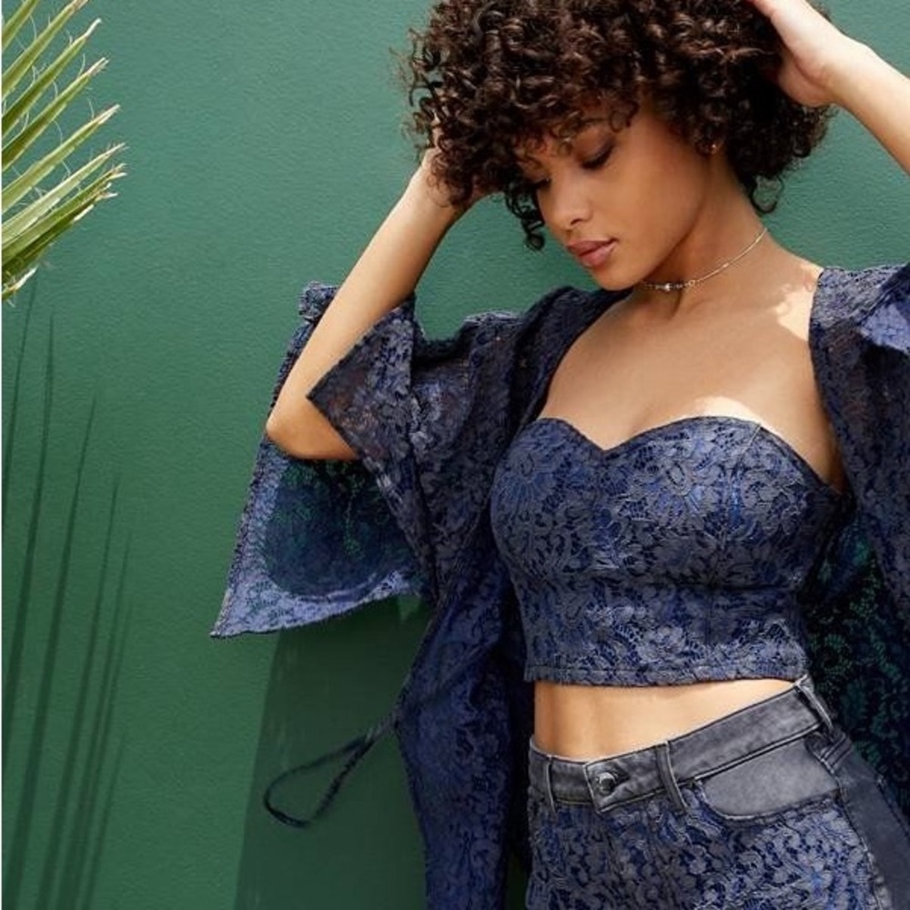 Guess Blue Lace Crop Top